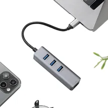 Exsys EX-1133-N-2 (USB-C, 4 Ports), Dockingstation + USB Hub, Silber
