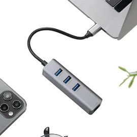 Exsys EX-1133-N-2 (USB-C, 4 Ports), Dockingstation + USB Hub, Silber
