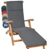 Beautissu Auflage für Deckchair LoftLux DC 175x45x5cm Luxus Polsterauflage für Gartenliege Auflage Liegestuhl Polster - Bezug Abnehmbar – Gartenmöbel Kissen Graphitgrau