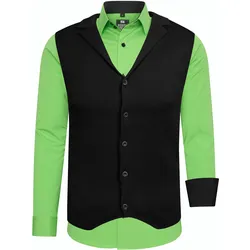 Langarmhemd RUSTY NEAL, Herren, Gr. XXXL, EURO-Größen, grün, 60% Baumwolle, 37% Polyester, 3% Elasthan, mehrfarbig, casual, Langarm, Hemden, inklusive Langarmhemd und Weste
