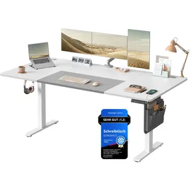 Songmics Höhenverstellbarer Schreibtisch 180 x 80 cm wolkenweiß/Taubengrau
