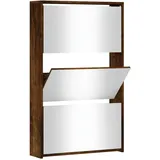 vidaXL Schuhschrank mit Spiegel 63 x 102,5 x 17 cm Räuchereiche / braun