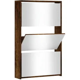 vidaXL Schuhschrank mit Spiegel 63 x 102,5 x 17 cm Räuchereiche / braun