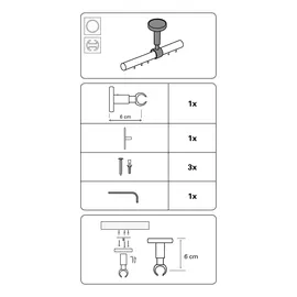 GARDINIA Deckenträger für Gardinenstange, Mit Metallmontageplatte, 1-läufig, Offen, Inkl. Aller Montage-Teile, Serie Kira, Ø 19 mm, Silber