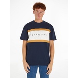 Tommy Jeans T-Shirt »TJM REG CUT & SEW TEE«, mit großem Markenschriftzug, Gr. L, Dark Night Navy, , 29758337-L