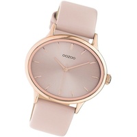 OOZOO Quarzuhr Oozoo Damen Armbanduhr Timepieces, (Analoguhr), Damenuhr Lederarmband pink, rundes Gehäuse, groß (ca. 42mm) lila