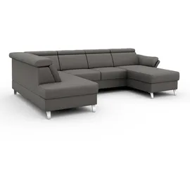 sit&more Wohnlandschaft SIT & MORE "Vincenzo U-Form", grau, B:317cm H:84cm T:93cm, Sofas, Wohnlandschaft, inklusive Kopfteilverstellung, wahlweise mit Bettfunktion, Bettkasten