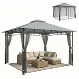 Vallsero Gartenpavillon,, Grau, Metall, Freiform, 69x32x243 cm, Sonnen- & Sichtschutz, Pavillons & Pergolas, Pavillons