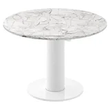 Design Esstisch Tisch HES-111 rund oval Hochglanz ausziehbar 100-148cm - Weiß