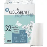 Glücksblatt Küchentücher, 32 Rollen á 50 Blatt, 3-lagige Küchenrollen Großpackung, plastikfrei, nachhaltig, Haushaltsrollen, Allzwecktücher, Papiertücher, Papierhandtücher, Küchenpapier