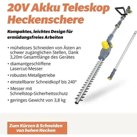 FANZTOOL Akku Teleskop Heckenschere inkl. 1 x 2,0 Ah