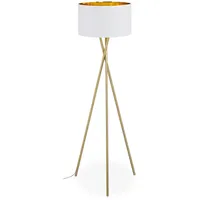 Relaxdays Dreibein Stehlampe, Tripod Lampe mit Stoffschirm, HxD 148,5