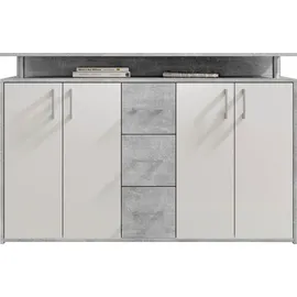 HBZ Sideboard 139 x 90 x 34 cm Grau / Weiß