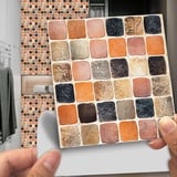 Fliesenaufkleber Retro Orange Marmor Klebefliesen Fliesenfolie Selbstklebende Mosaikfliesen Wasserdicht Ölfest Küchenrückwand Folie Dekor Fliesenaufkleber Bad 10 Stück(20x20cm)