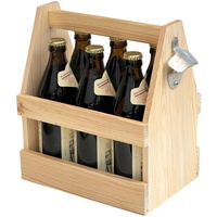 Bierträger Holz mit Flaschenöffner Flaschenträger 6 Flaschen 93945 Flaschenkorb