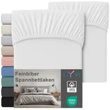 nyvi Spannbettlaken Baumwolle-Feinbiber 180 x 200 cm weiß 2 St.