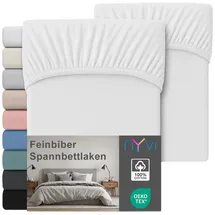 nyvi Spannbettlaken Baumwolle-Feinbiber 180 x 200 cm weiß 2 St.