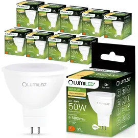 Lumiled GU5.3 LED Lampen Leuchtmittel 10 Stück Set, MR16 6W 50W 3000K Warmweiß 580 Lumen 120° Abstrahlwinkel Spots warm Reflektorlampen