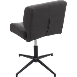 Mendler 2er-Set Esszimmerstuhl HWC-H42, Drehstuhl Stuhl, höhenverstellbar drehbar Stoff/Textil dunkelgrau, Fuß schwarz