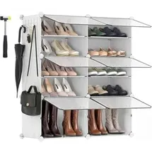 Songmics Schuhregal 83 x 94 x 32 cm 6 Fächer für 24 Paar weiß