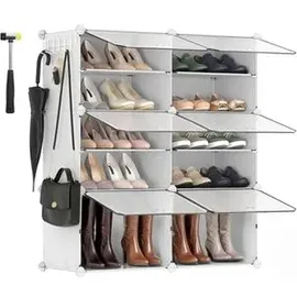 Songmics Schuhregal 83 x 94 x 32 cm 6 Fächer für 24 Paar weiß