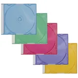Q-Connect CD-Boxen Standard - Slim Line für 1 CD/DVD, farbig sortiert, Packung mit 25 Stück