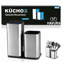 MAVURA Edelstahl Messerblock unbestückt Silber/Weiß