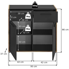 VCM Kommode Bueno 95x86x37 grau