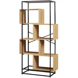 [en.casa] Bücherregal Rennebu 80 x 33 x 160 cm Schwarz/Eiche