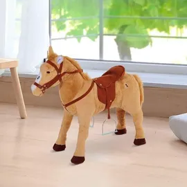 Homcom Reitpferd Spielpferd Plüschpferd Spielpferd für Kinder Stehpferd mit Sound Beige
