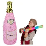 Relaxdays 2 x Pinata Sektflasche Gold,Rosa