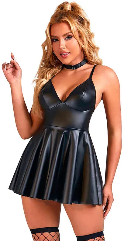 SUBBLIME  955373 Kleid mit schwarzen Lederträgern S/M