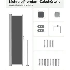 Songmics Seitenmarkise 350 x 160 cm grau Stahl