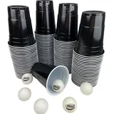 MBP My Beer Pong MYBEERPONG® Schwarzes Bierpong Becher Set | 100 Black Cups + 6 Tischtennisbälle | 16 oz (~ 0,5 l) | Party Becher für Feier, Festival Camping