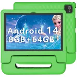 ITDULCET Kinder-Tablet, 10 Zoll Android 14 Tablet für Kinder, 8GB RAM 64GB ROM, Octa-Core, Schnelllade-Akku, mit stoßfester Hülle, Bluetooth, WLAN, Kindersicherung, Dual-Kamera, GPS