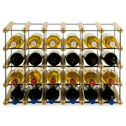 PROREGAL Modulares Weinregal VINOTECA MOD METAL | HxBxT 42,5x62,5x24,5cm | 6x4 Flaschen | Massives Kiefernholz | Natur | Flaschenregal