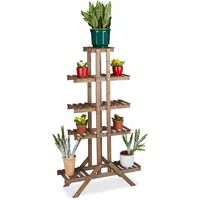 Relaxdays Blumentreppe 5 Ebenen, Aus Holz, Blumenständer für Innen,