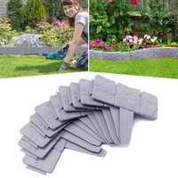 FIVMEN 2,5M Rasenkante Kunststoff Beeteinfassung T-Form Beetumrandung mit Bodenspieß & Schnalle, Flexible Schneidebar Gartenpalisade, Hellgrau (10pcs, 25x23cm)