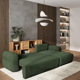 masseno Eckcouch Polyester mit Schlaffunktion L-Form 3-Sitzer Grün