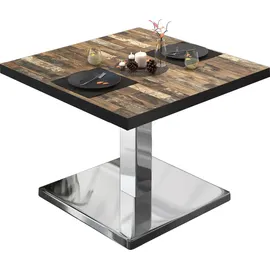 GGM Möbel Bistro Loungetisch 60 x 60 x 41 cm Vintage Old/Edelstahl
