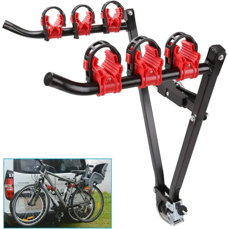 Universeller Fahrradträger für die Anhängerkupplung für 3 Fahrräder bis 60 kg — klappbarer Fahrradständer aus Metall