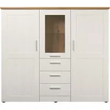 trendteam Wohnen Highboard Shade Andersen Pinie weiß und Artisan Eiche Landhaus 159 x 140 cm - weiß,