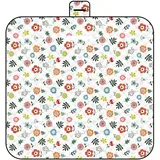 DOTBUY-SHOP Picknickdecke Wasserdicht, Campingdecke Stranddecke Maschinenwaschbar Faltbar Kinder Picknickmatte, für Outdoor Strand, Campen, Wandern und Ausflüge (200x200cm,Rote Blumen)