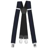 Fabio Farini Hosenträger 4cm Breites X-Design verstellbar mit extra starken Clipverschluss, Dunkelblau blau