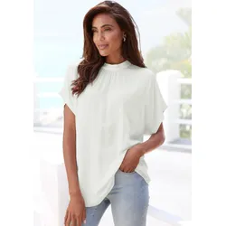 Kurzarmbluse in lockerer Passform, Damenbluse, sportlich elegant, Gr. 38, creme, , 49533415-38