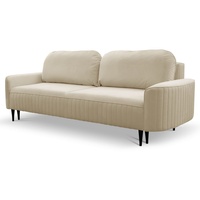 MOEBLO Schlafsofa VENCE, Schlafcouch mit Bettfunktion Sofa Couch für Wohnzimmer Schlafsofa Federkern Sofagarnitur Polstersofa Samtstoff, mit Schlaffunktion und Bettkasten, - (BxHxT): 244x92x102 cm beige