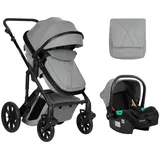 KIKKABOO Kinderwagen Darling 3 in 1 Sportsitz Tragetasche Autositz Wickeltasche hellgrau