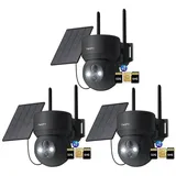 ieGeek Überwachungskamera 4G LTE Überwachungskamera Aussen mit SIM Karte (Aussen, Außenbereich, Wald, Farm, Campingbus, Straße, 355°/90° Schwenkbar PTZ Kabellos IP Kamera Ohne WLAN Outdoor Kamera, 3-tlg., 2K Farbe Nachtsicht aussenkamera PIR Erkennung 2-Wege-Audio, 4-fachen digitalen Zoom IP66 Wasserdicht für Garten, Hof) schwarz