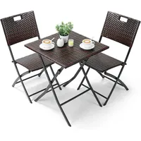 TLGREEN Balkonset, Gartenmöbel Set 3-teilige,Klappbar mit 2 Stühle und Tisch braun