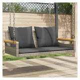 furnicato Gartenbank Hängebank mit Kissen Grau 109x62x40 cm Poly Rattan grau